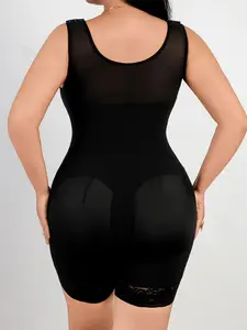 European/American women’s shapewear bodysuit with zipper at crotch, tight fit for tummy control and butt lift, plus size, in stock, high-waisted waist trainer, in stock