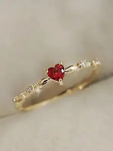 Fashion Romantic Heart Design Artificial Zircon Ring, Heart Shaped Ring, Casual Jewelry for Women, Trendy Accessories for Party and Daily Life, Artificial Gemstone Ring, Trendy Jewellery Accessories, Fashion Heart Rings