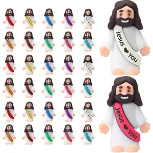 Little Jesus Figures, Mini Jesus Figurines in Bulk, Multicolor Tiny Jesus Figures, Miniature Figurines to Hide and Seek Religious Gifts for Easter Egg Stuffers (30)