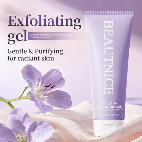 BEAUTNICE Exfoliating Gel 60ml with Lactic Glycolic Salicylic Acids for Radiant Skin Repair Moisturizing Cleansing Moisture Hydrate