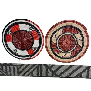 Zuri African Placemat Set (2 Set) Handcrafted by Artisans in Senegal with Intricate Designs from Sustainable Materials - Tableware, Coasters