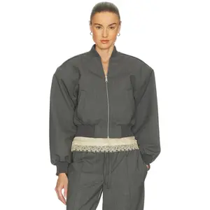 Helsa Wool Blend Bomber Jacket in Medium Heather Grey