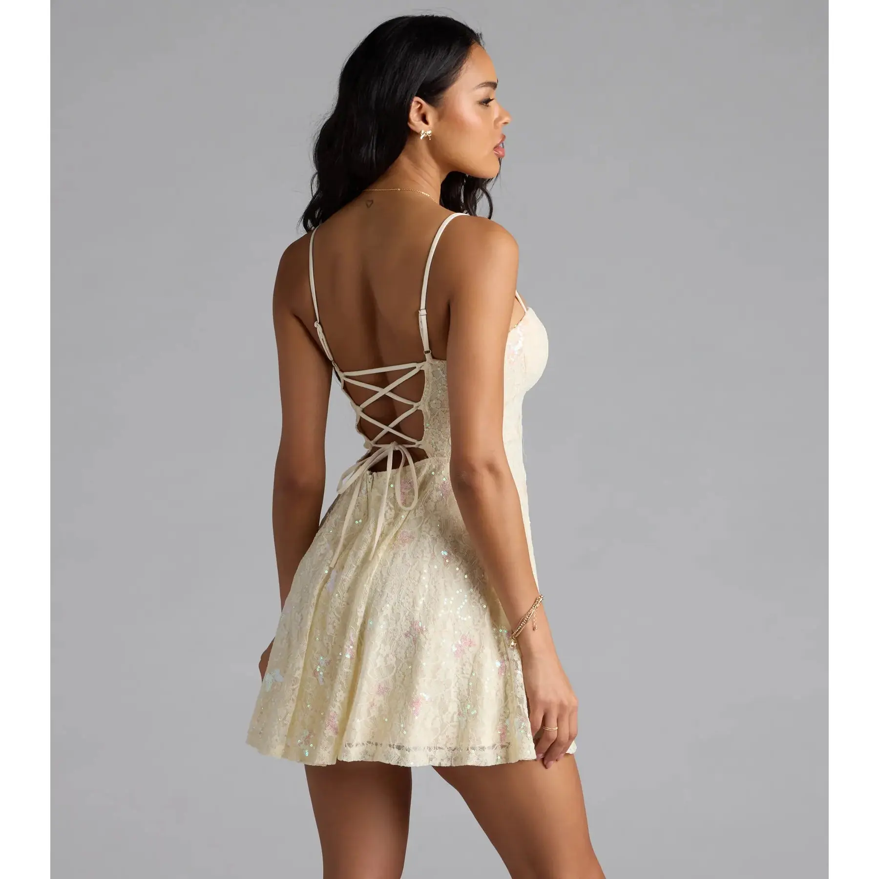 white dress with small red flowers Women's Cut It Out Red & White Linen Blend Floral Cutout Mini Dress | Size: L