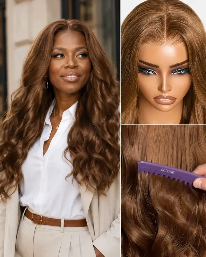 【LIVE】All Day Curl Hold Honey Chestnut Brown 180% Density Loose Wave 7x6 Closure HD Lace Glueless Wig Pre-Cut Lace