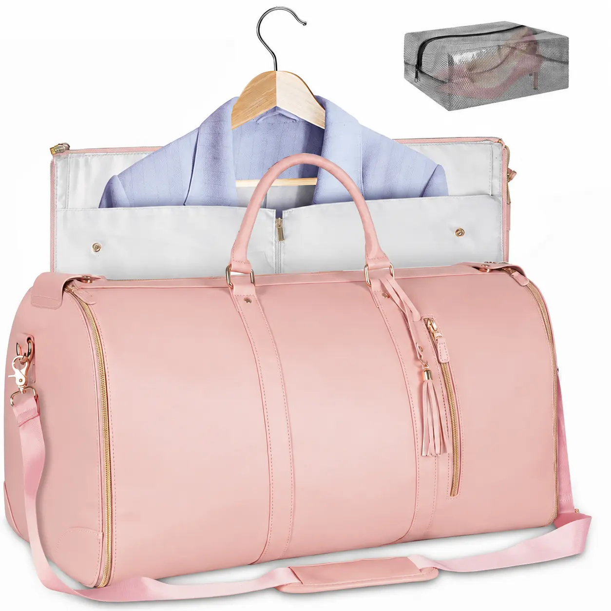 Lefame 45L Travel Bag, Travel Duffle Bag & Carry-On Bag, 2-in-1 Convertible Garment Duffle Bag, Carry-On Garment Bag for Travel, Foldable Weekender Duffel Bag with Hanging Suit Compartment, Luggage Sleeve, Water-Resistant for Men & Women