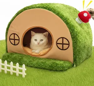 Cat Bed for Indoor Cats - Cute Cat Bed Cave, Tree Hole Cat House Tent for Kittens and Small Pets with Removable Washable Cushion & Anti-Slip Bottom, Enclosed Kitten Bed Hideaway