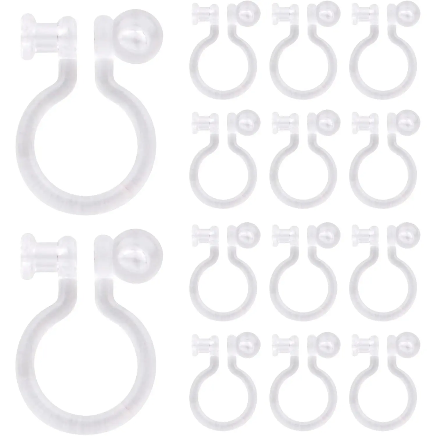 20 Pieces Clear Clip-on Earring Converters Component Resin Earring Findings Fit 0.75mm Pins for Non-Pierced Ears DIY Earring Making Supplies