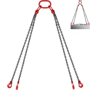 VEVOR Chain Sling, 5/16 inch x 10 ft Lifting Chains with Hooks, G80 Engine Chain Hoist Lifts, 11000 lbs/5 Ton Capacity Lifting Sling Chains for Engine Hoist, Engine Lift Chain with 4 Leg Grab Hooks