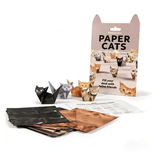 50Pcs New DIY Paper Cats Folding Animal Origami Kit, Creative 3D Handmade Cat Model Cute Printed Animal Art Decoration Set, Non-toxic, Kids Exchange Gift, Graduation & End of School Year, Father's Day, Back to School