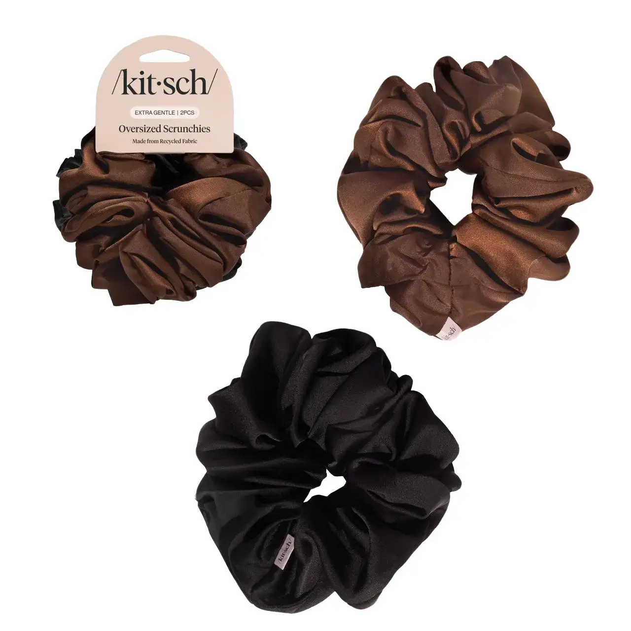 Kitsch Black & Chocolate Oversized Scrunchies Kitsch Black & Chocolate Oversized Scrunchies