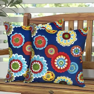 Boho Waterproof Pillow Covers 18x18 Inches, 2 Pack, Ideal for Outdoor Courtyard Garden Beach, Durable and Stylish Decorative Accessories, Cushion Covers