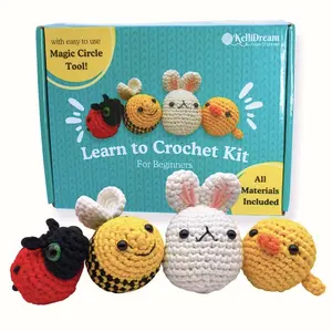 KelliDream Learn to Crochet Kit for Beginners (Includes Original Green Magic Circle Tool)