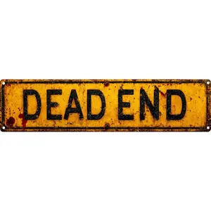 Vintage Tin Halloween Sign Retro Metal Dead End Signs For Home Decor Stylish Wall Art Plaques Gift For Home Bathroom Kitchen And Gothic Wall Decor In Every Room 4x16 In