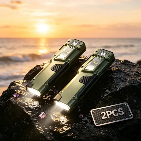 1500 Lumen Rechargeable Bright LED Torch - USB-C Fast Charge, Dual Switch, 8 Modes, COB, Digital Display, IPX5 Waterproof, Stainless Steel Compact EDC Tactical Light with Lithium Polymer Battery, Long-Range Emergency Camping Gift