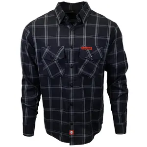 The "Slasher" Black & Grey Flannel (Hidden Snap Collars)