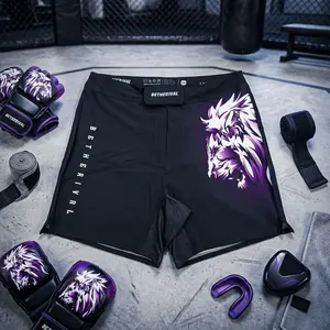 Men's Boxing Training Shorts for MMA Kickboxing BJJ Grappling Muay Thai Jiu Jitsu - Black UFC Fight Trunks Comfortable Breathable Athletic Wear Perfect for Martial Arts Workout