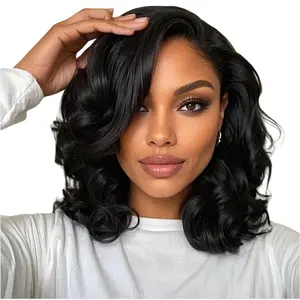Top-Rated 13x6 HD Lace Front Wig - Really Human Hair, Natural Black, Body Wave Bob, 180% Density, 12-16 Inch | Soft, Breathable & Silky Smooth | Perfect Hairline & Queen Style | Ideal for Any Occasion | Walk with Confidence, Shine Bright