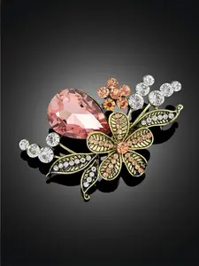 Brooch women's fashion vintage rhinestone handmade rose flower accessory