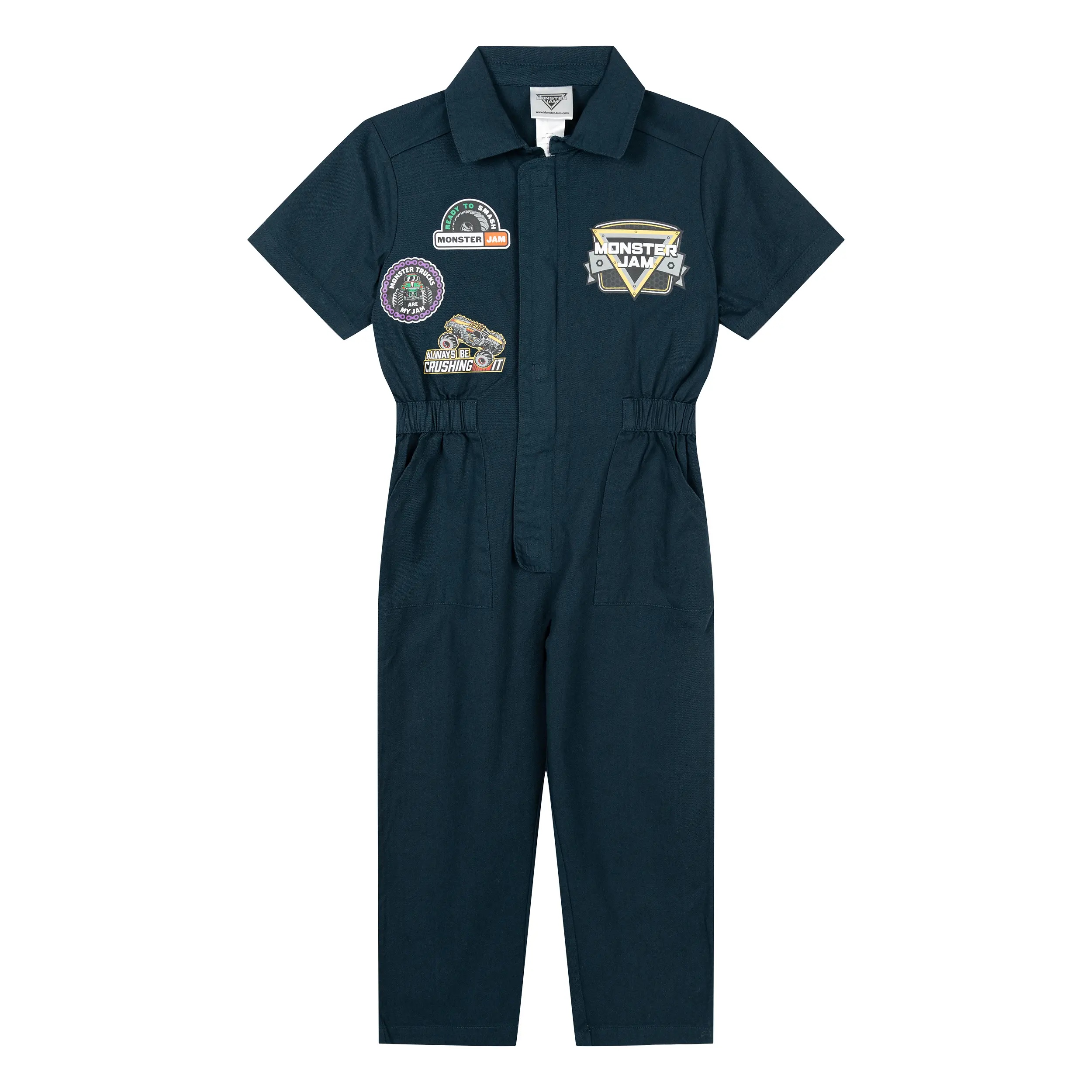 Monster Jam Boys' Cosplay Zip-Up Pit Crew One Piece Coverall Slate Blue Toddler to Big Kid