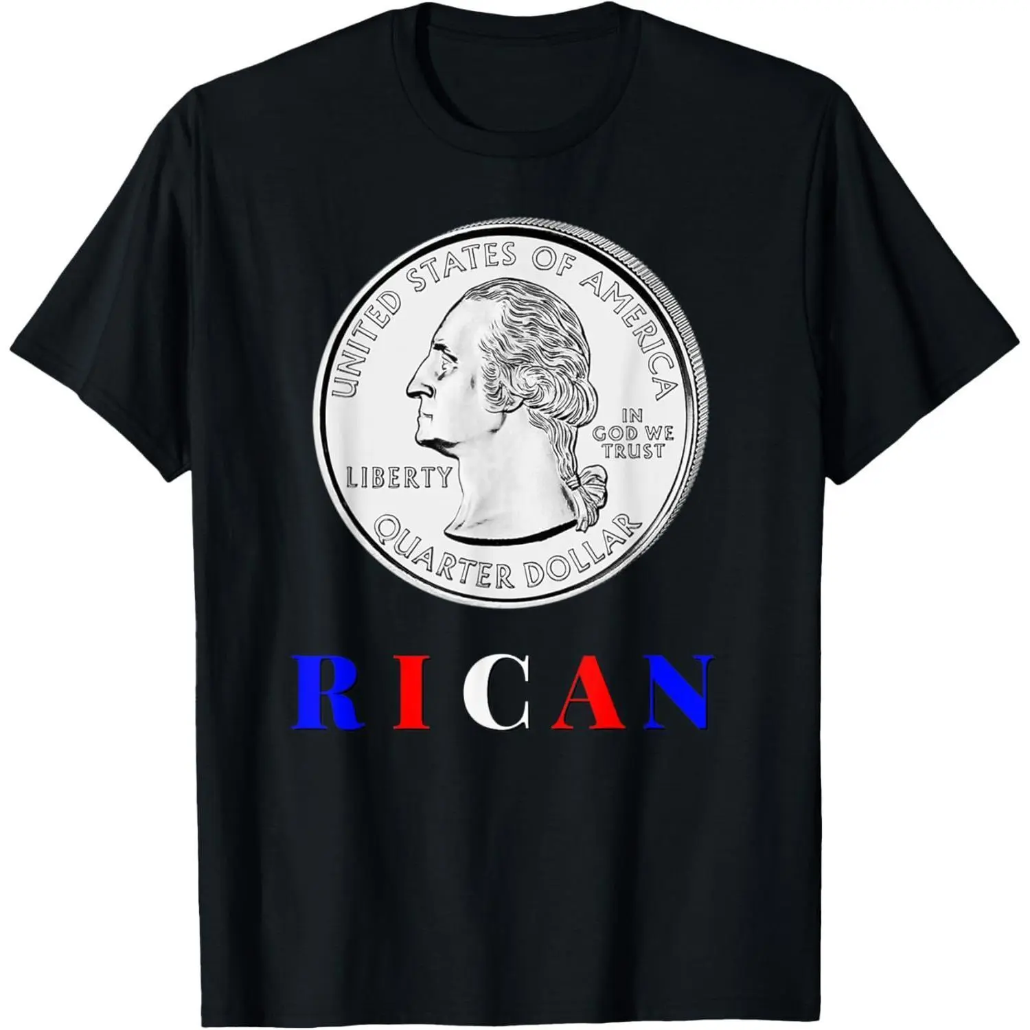 Puerto Rican Funny Silly Graphic Tee Quarter Rican T-Shirt Fitted Short Sleeve Crew Neck Summer Top