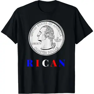 Puerto Rican Funny Silly Graphic Tee Quarter Rican T-Shirt Fitted Short Sleeve Crew Neck Summer Top