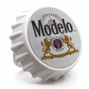 Modelo Bottle Cap Shaped LED Light Bluetooth Speaker, Wall Mountable, Kick Stand, FM Radio