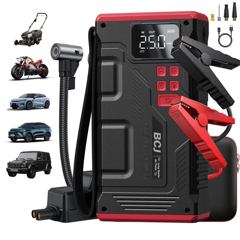 6000A BCJ Portable Car Jump Starter with Air Compressor (10.0 Gas/9.0L ...