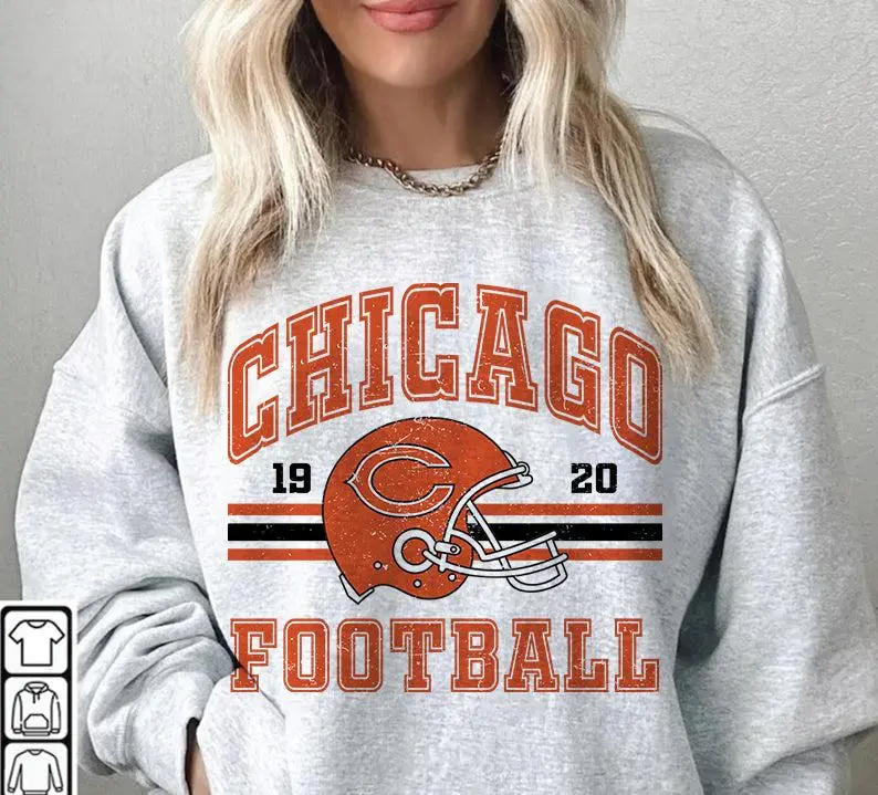 Chicago Football Sweatshirt, Vintage 90s Football Sweater, Made In USA, Gift For Football Fan