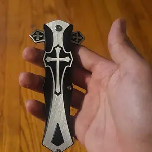 Tac-Force Folding Pocket Knife Cross Style TF-817BK 4" 3MM Blade, 5" Closed