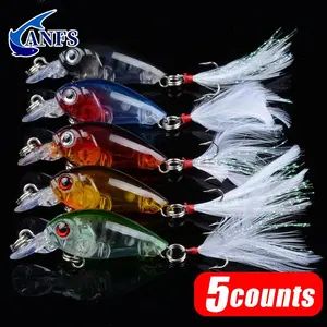 Artificial Fishing Lure Set, 5 Counts/set Lifelike Fishing Bait with Hook, Saltwater Fishing Lures, Fishing Accessories for Outdoor Fishing, Fishing Equipment