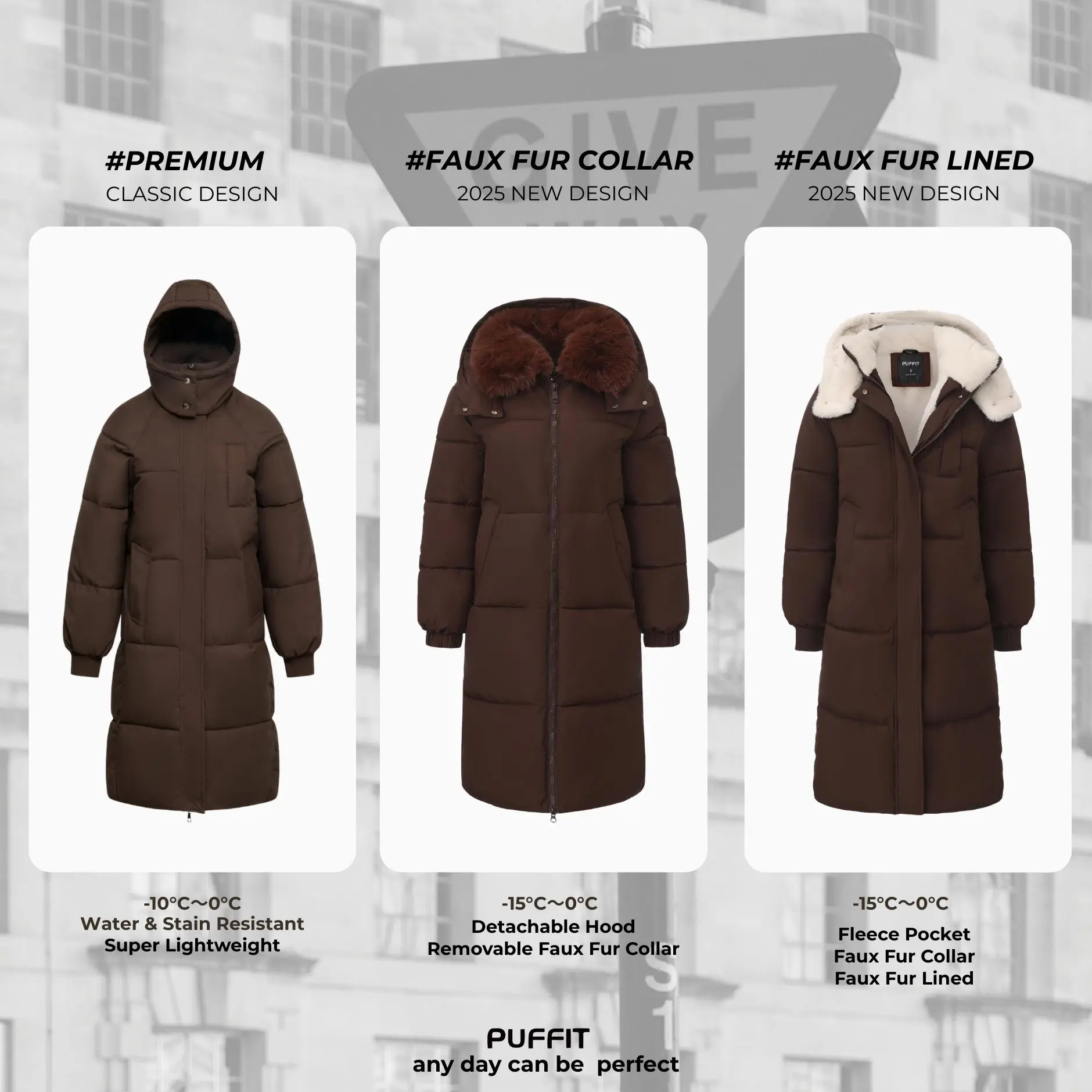 【Last Sale】PUFFIT WarmCore Premium Classic Hooded Long Puffer Coat Women Long Ladies Quilted Outerwear Jacket Big Pocket, Water Repellent  Winter Warm Basic Long Sleeve Tops Coat SpringStatements Coats Jackets