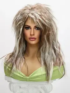 80s Style to Gradient Wavy Wig, Halloween Morito Costume Wig, Unisex for Parties, Stage, Music Festivals, Weddings