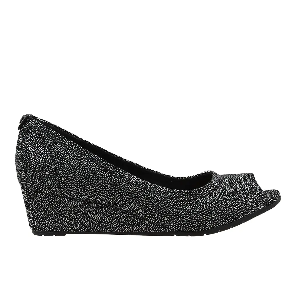Clarks Womens Vendra Daisy Glitter Peep Toe Pumps Dress Casual Casual Low Heel 1-2" - Black