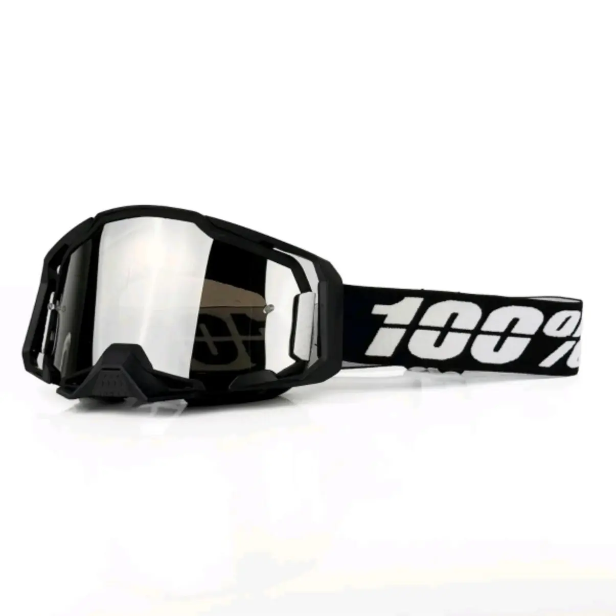 100% Brand Motocross Goggles - Black UV400 Anti-Fog Mirror Lens, Off-Road Protective Gear for Men & Women, Dirt Bike MX/ATV/UTV Riding Eyewear, Offroad, Tpu