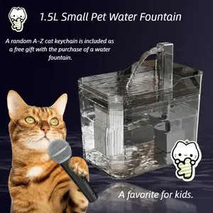 Ultra-Quiet Automatic & Dog Water Fountain - USB-Powered with Continuous Flow, 4-Stage Filtration System, Visible Water Level Window, No / Suitable for Home & Travel, Low-Maintenance Pet Water Dispenser
