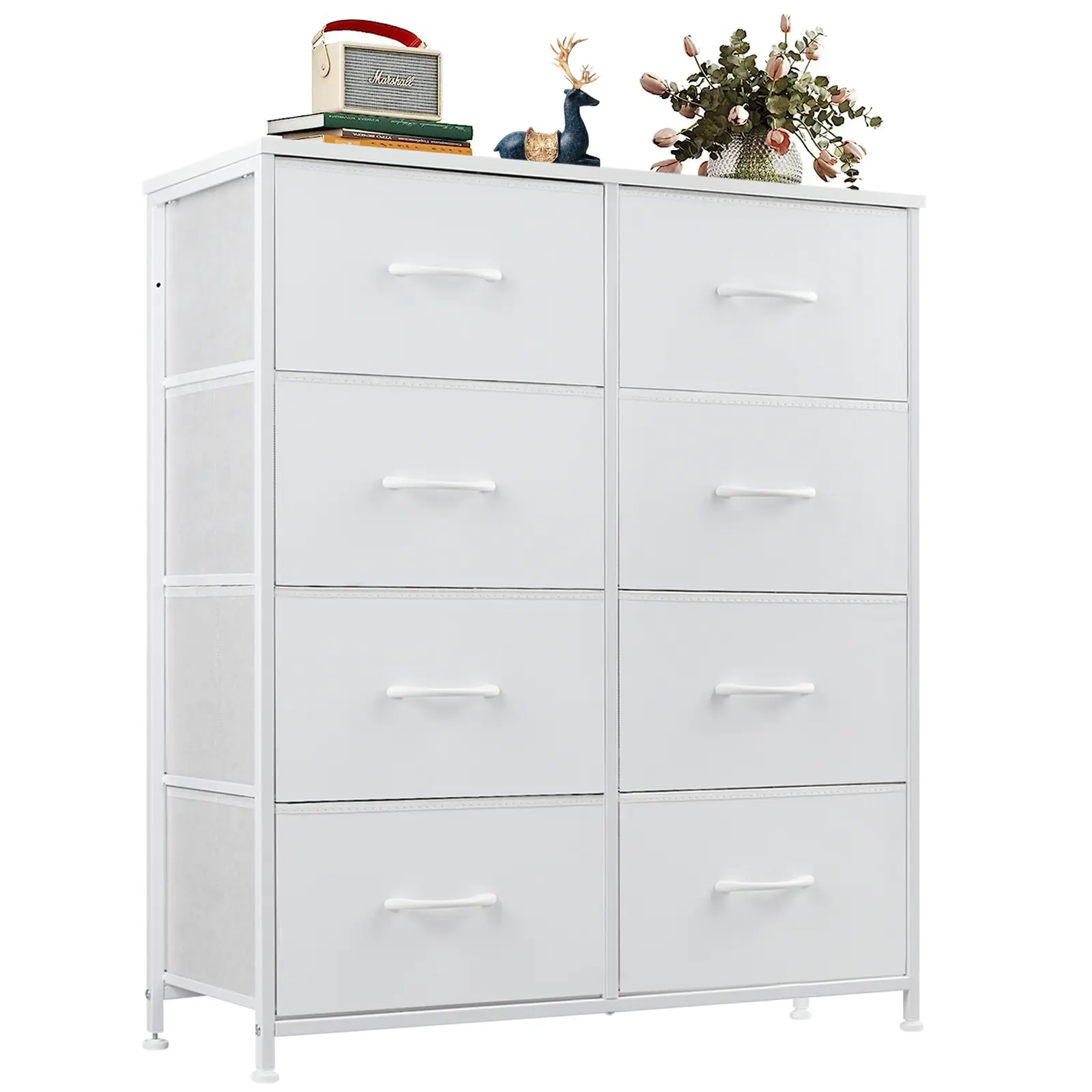 Dresser for Bedroom Drawer Dresser Organizer Storage Drawers Fabric Storage Tower, Chest of Drawers with 8 Fabric Bins, Steel Frame, Wooden Top Dresser for Bedroom Drawer Dresser Organizer Storage Drawers Fabric Storage Tower, Chest of Drawers with 8 Fabric Bins, Steel Frame, Wooden Top