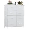 Sweetcrispy 8-Drawer Fabric Storage Tower - Cupboards Cabinets Dresser with Sturdy Steel Frame, Wooden Top, 8.3in Deep Bins, Smooth Slides, Dresser for Bedroom, Furniture for Small Spaces, Nursery Storage Organization