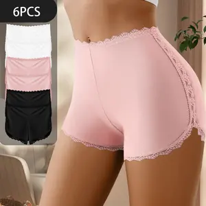 QUASTI 6 Pack Women's High Waist Seamless Safety Shorts, Milk Silk Anti-Chafing Underwear, Soft Breathable Tummy Control Butt Lifting Panties, Stretch Comfort Shapewear Boxer Briefs, Everyday Essentials for Girls, S-XXL