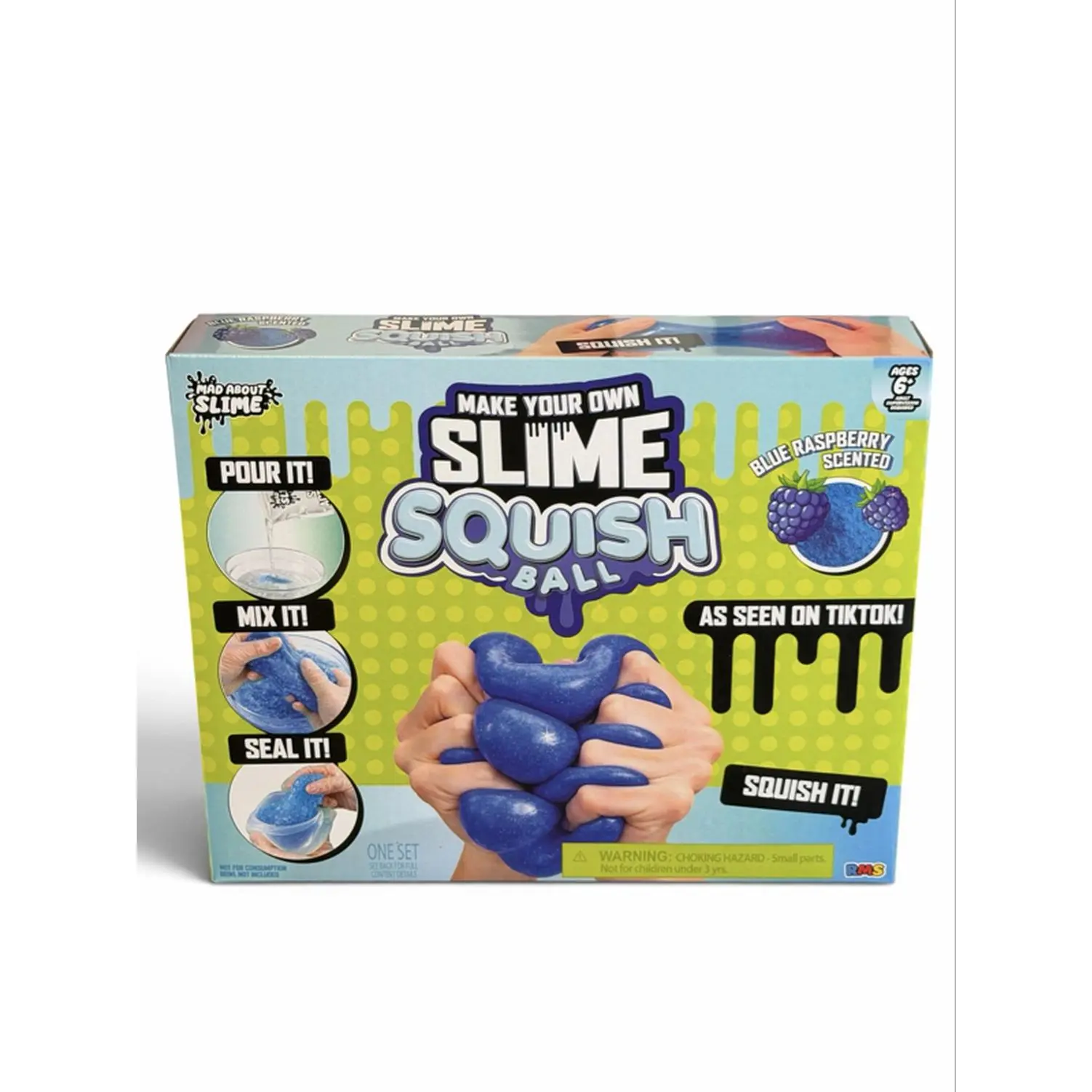 RMS Mad About Slime Make Your Own Slime Squish Ball Kit Blue Raspberry Scented DIY Activity for Kids Ages 6+