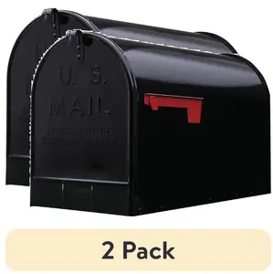(2 pack) Architectural Mailboxes Stanley Galvanized Steel, Extra Large, Post-Mount Mailbox in Black, post mount mailbox, weather resistant, mailbox for packages