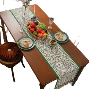 Yimanqiyun Classical Chinese Style Green Jacquard Long Tablerunner Dining Table Coffee Table TV Cabinet Decorative Cover Size 35x120 to 35x400cm