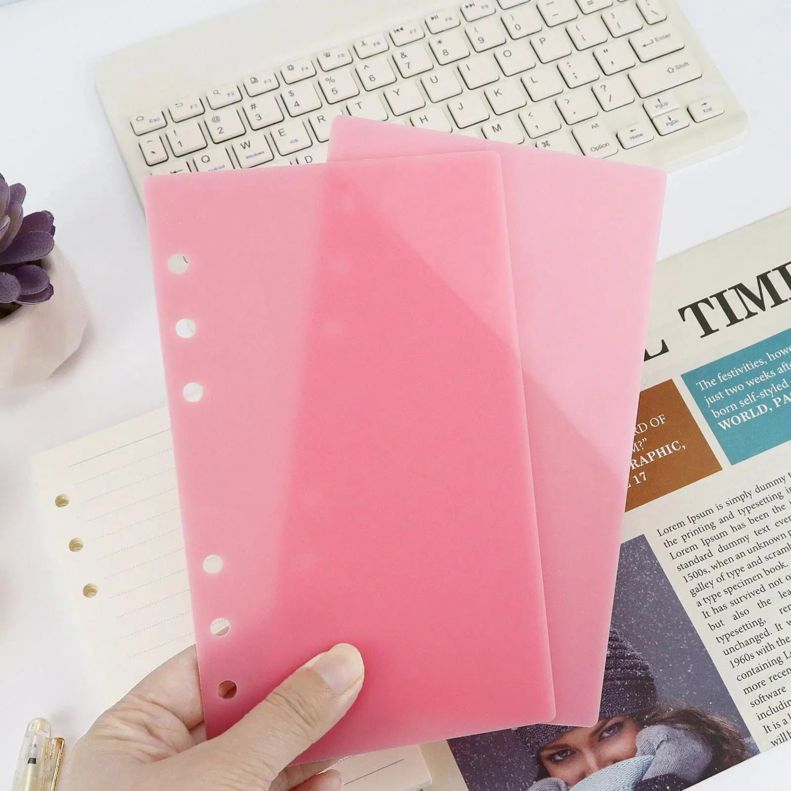 Classic A6 Binder Acrylic Case Journal Set for DIY Enthusiasts - 2 PC PMMA Boards, Metal Rings, 45 Sheets Blank Journaling Paper, Refill Papers Compatible