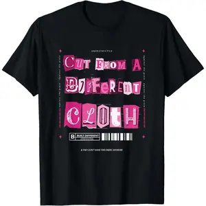 Women's Essential Short-Sleeve Casual Comfortable "Cut from A Different Cloth" Pink Graphic T-Shirt for Everyday Wear