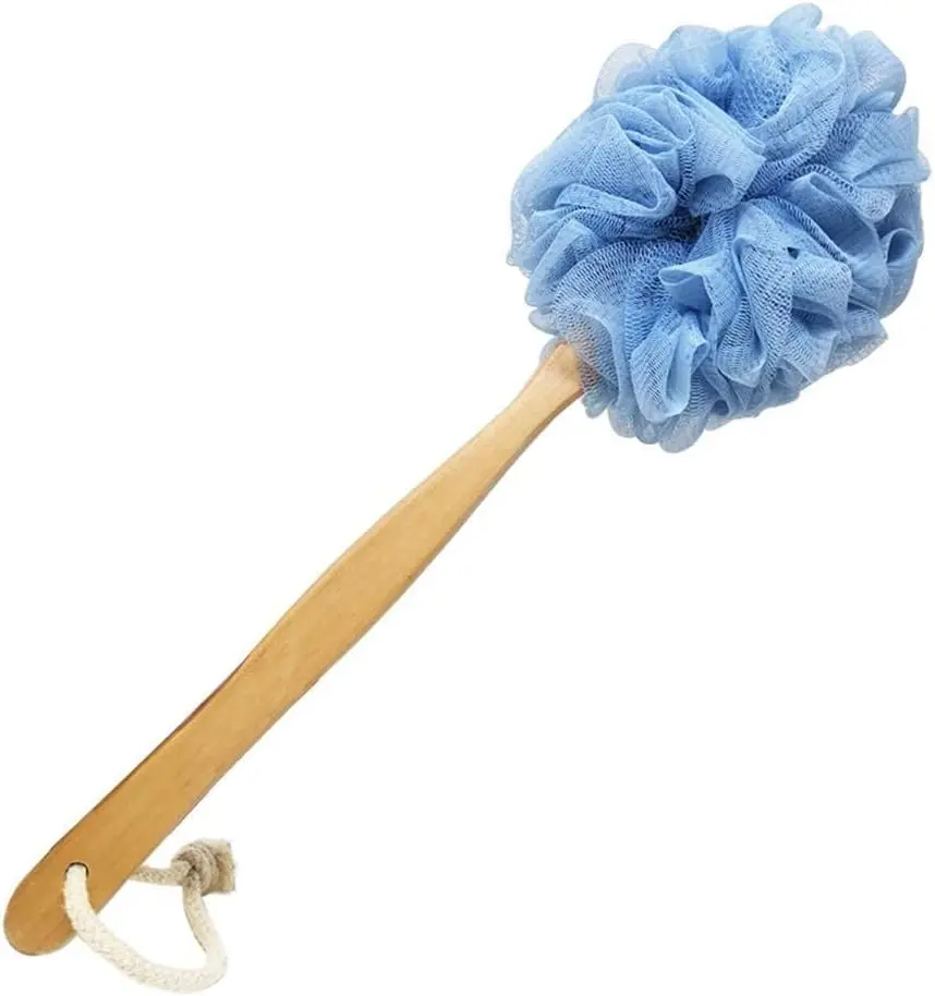 Back Scrubber for Shower & Body, Long Handle Bath Brush with Loofah Sponge, Exfoliating Shower Brush for Men and Women