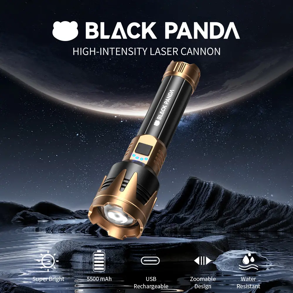Black Panda Pro Ultra-Bright Flashlight 5500mAh 5 Lighting Modes