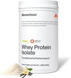 Momentous Essential Grass-Fed Whey Protein Powder - 20g Whey Isolate Protein, NSF Certified for Sport, Gluten-Free, 25 Servings for Healthcare & Fitness Everyday Use, Vanilla - Package May Vary