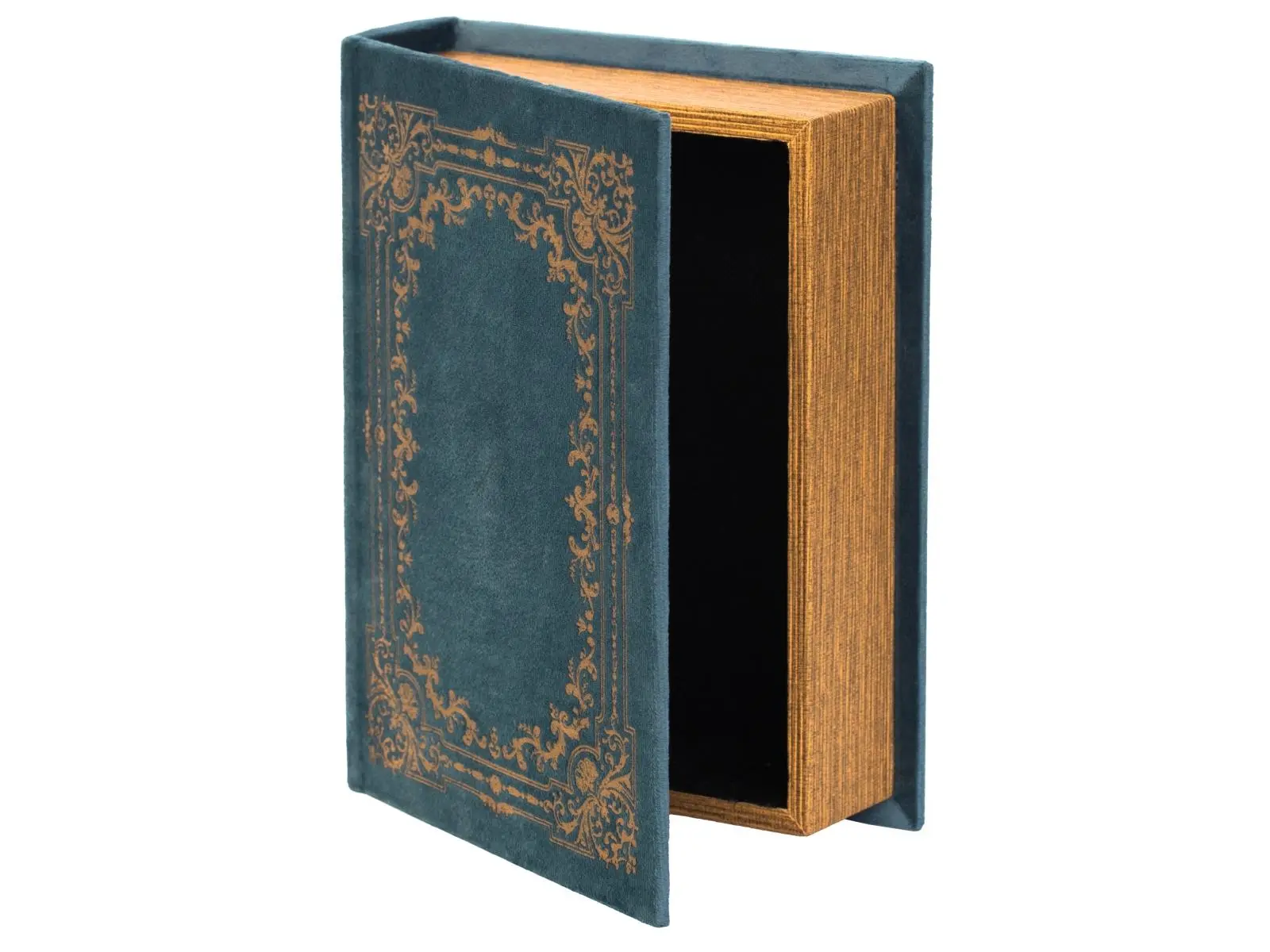 Vintiquewise QI003691.B Single Vintage Wooden Rectangle Book-Shaped Trinket Storage Box - Rustic, Velvet-Lined, 9x7x2in, Decorative Blue Vintage Home Decor Organizer with Lid, No Stored Prominently Issue, Gift-Ready for Study End Table