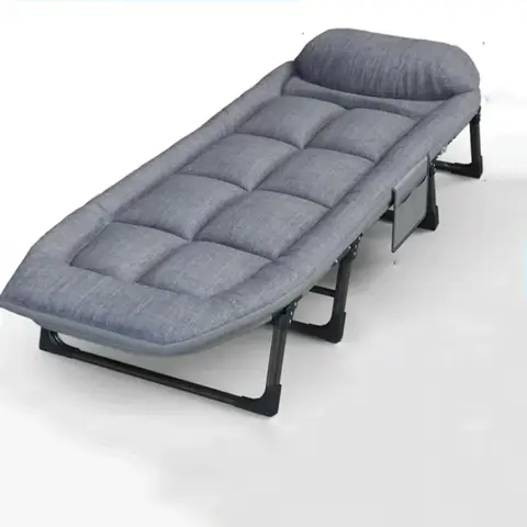 PRTYY Outdoor Folding Chair - Lightweight Portable Space-Saving Foldable Beach Chair Lounger with 6-Position Adjustable Backrest, High-Density Padded Cotton Body Curve Support, Side Pocket for Camping, Home Leisure