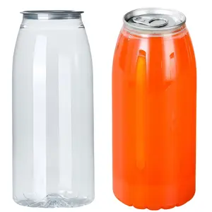 100 pack 22 oz Plastic Juice Bottles with Caps – Plastic Sealable Can Cups with Lids for Smoothie, Boba, & Iced Coffee Cups -Compatible Automatic Cup Sealers(Must work with can sealer machine)