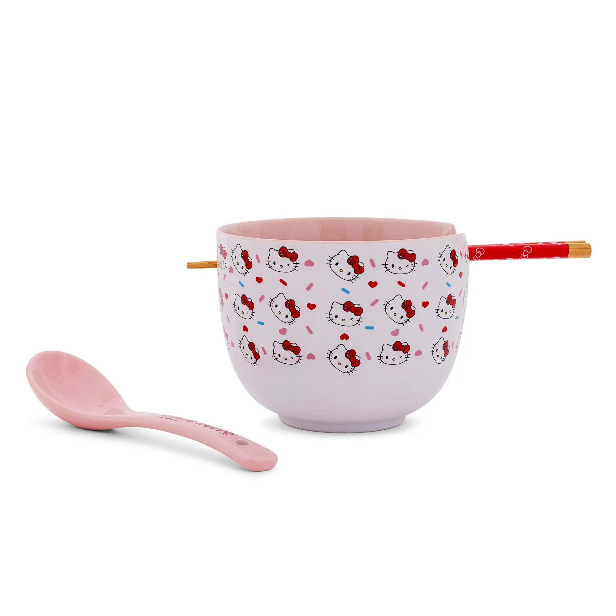 Sanrio Hello Kitty 20-Ounce Ramen Bowl Set with Chopsticks and Spoon - Kitchenware Tableware Utensils, Cutlery, Dishware Sets, Tableware